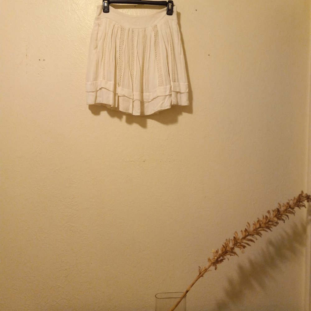 IRO White Crochet Inset Boho Tennis Skirt Preppy Boho Girly Cottagecore Prairie - Picture 4 of 12